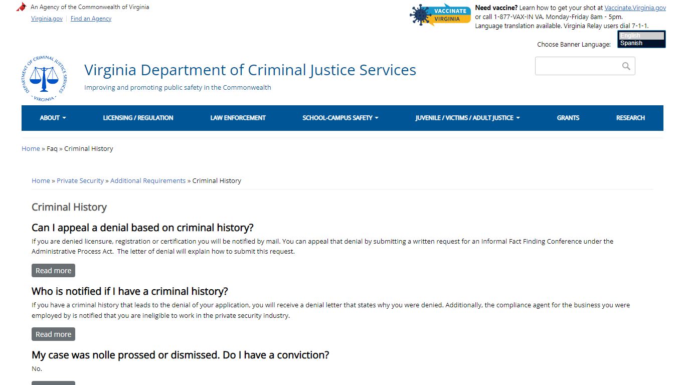 Criminal History | Virginia Department of Criminal Justice Services